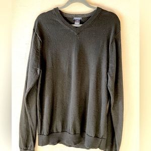 Gap Merino Wool v neck Sweater pull over Black Sz L